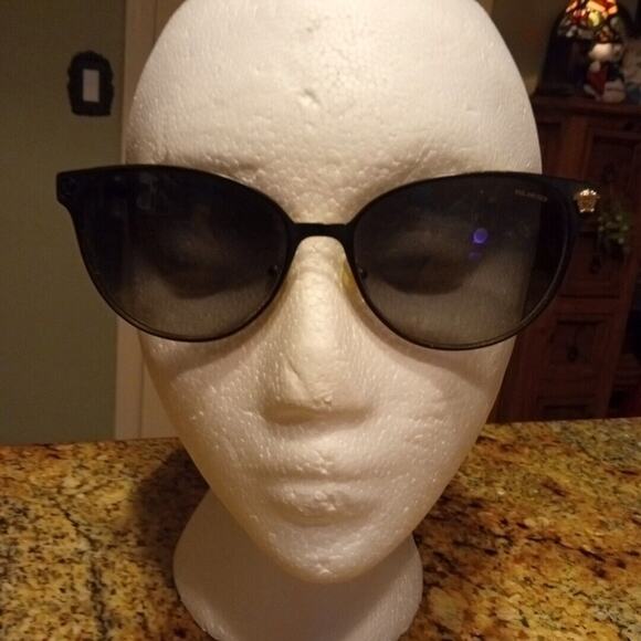 Versace Cat Eye Black Gold Polarized 2168 1377-T3 57-16-140 3P Sunglasses - Picture 2 of 13